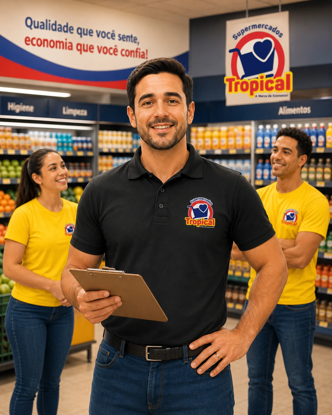 Equipe representada com os uniformes preto e amarelo do Tropical — imagem ilustrativa